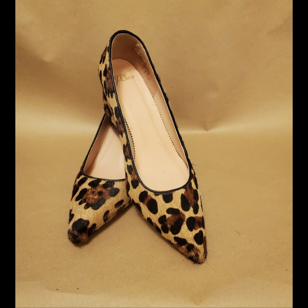 J. Crew calfskin leopard Chunky heels